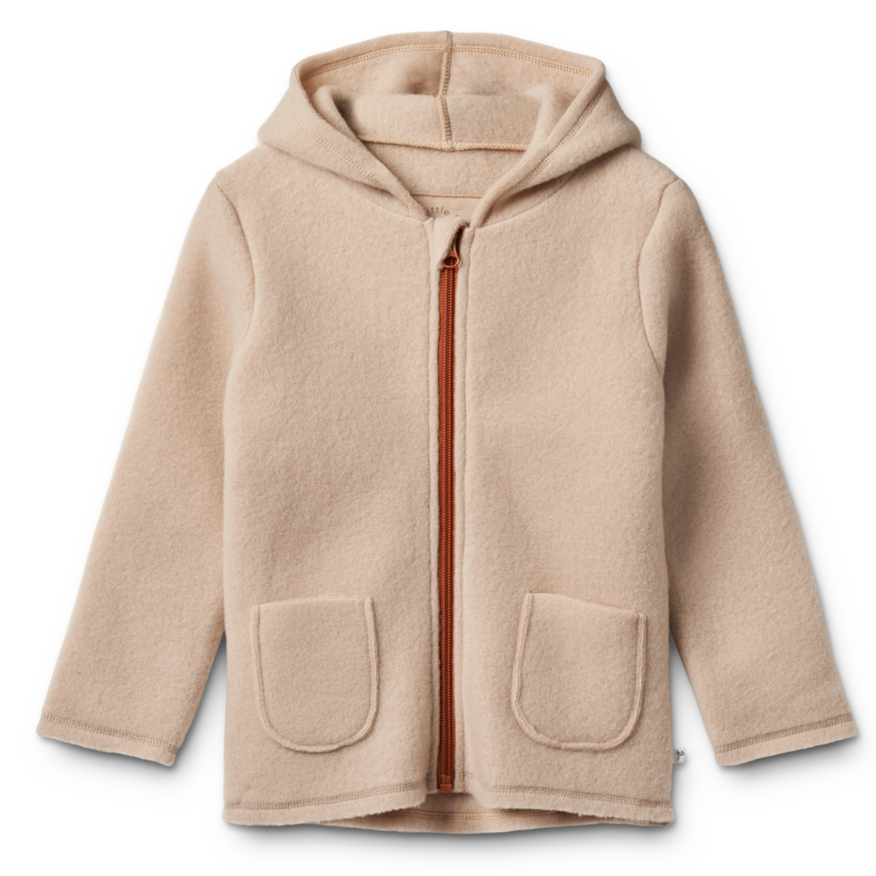 Bamsejakke i børstet uld - Nougat