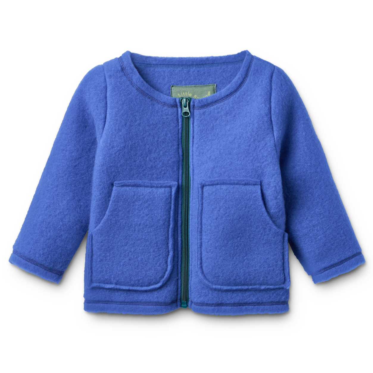 Jakke Zipper i børstet uld - Ocean - 0 - 2 år