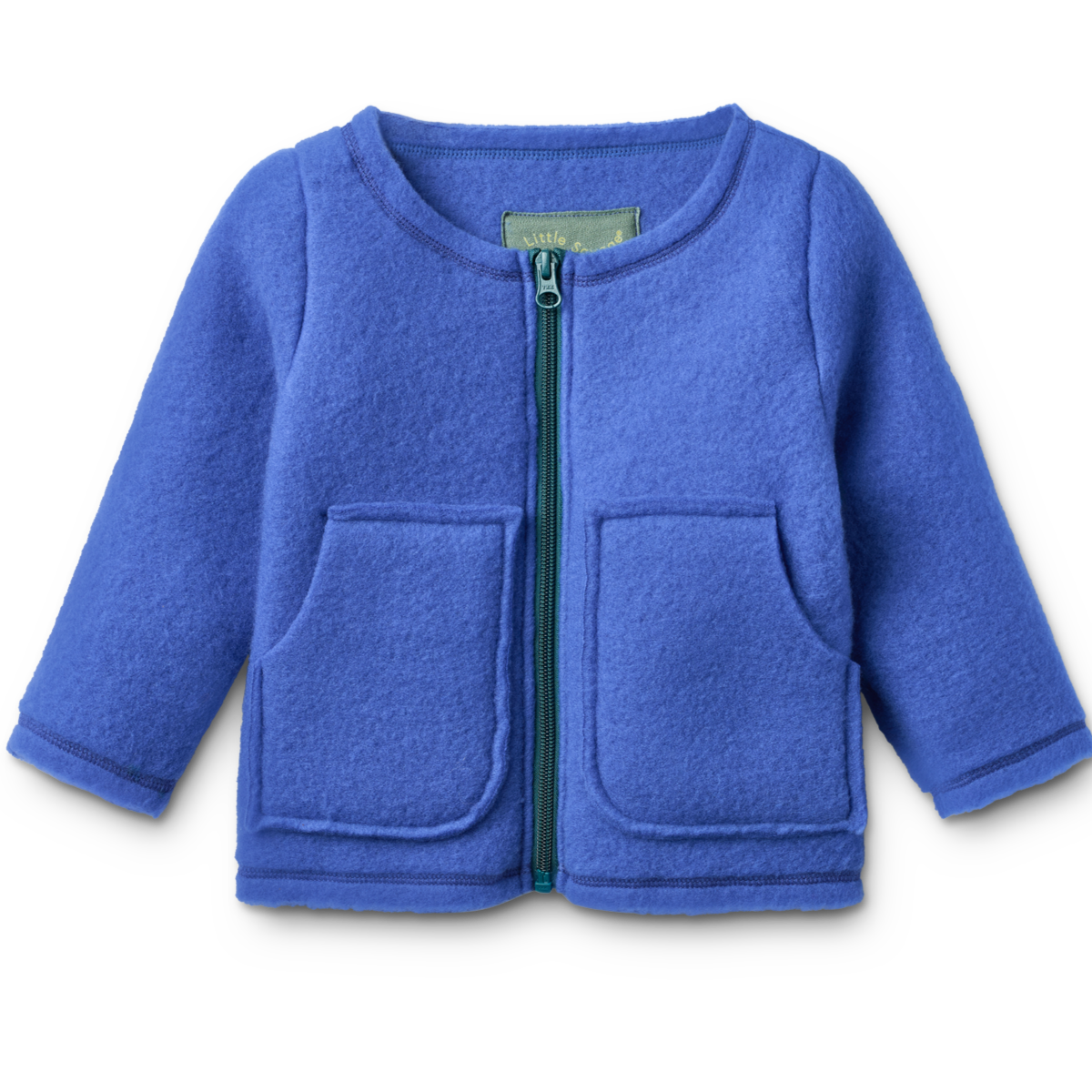 Jakke Zipper i børstet uld - Ocean - 0 - 6 år