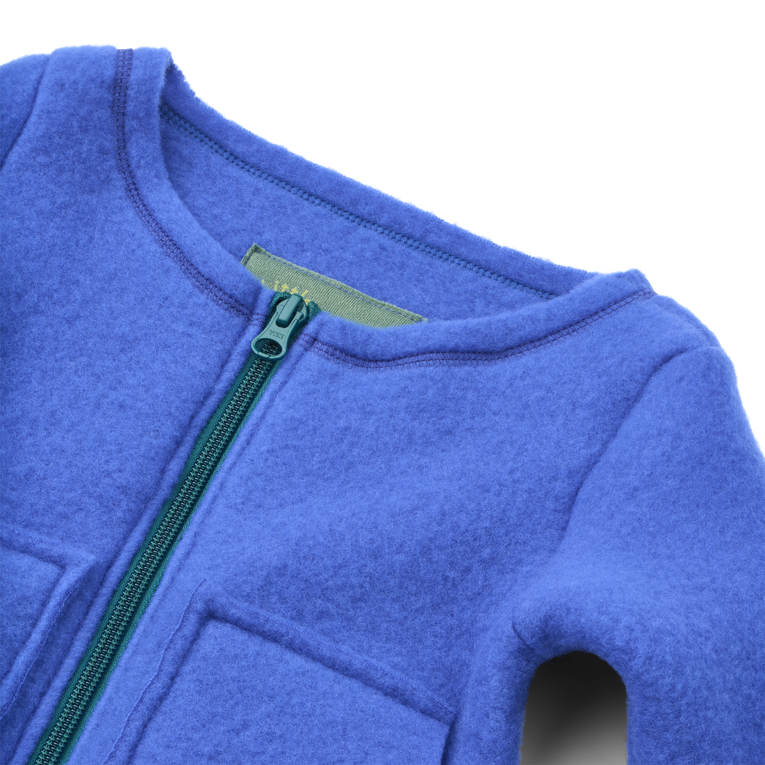 Jakke Zipper i børstet uld - Ocean