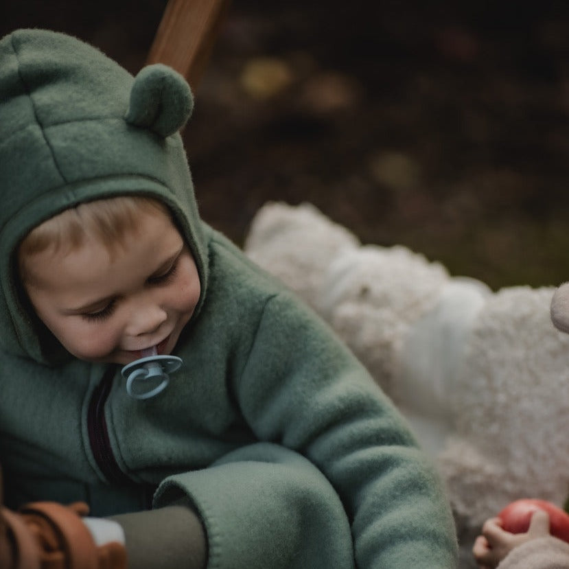 Bamsejakke i børstet uld - Agave