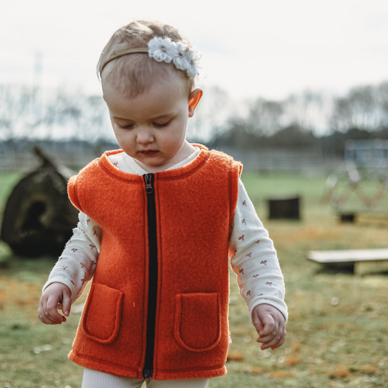 Vest i børstet uld - Rust