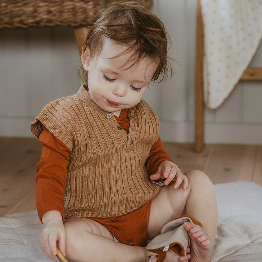 Merinould Strik Vest - Nougat