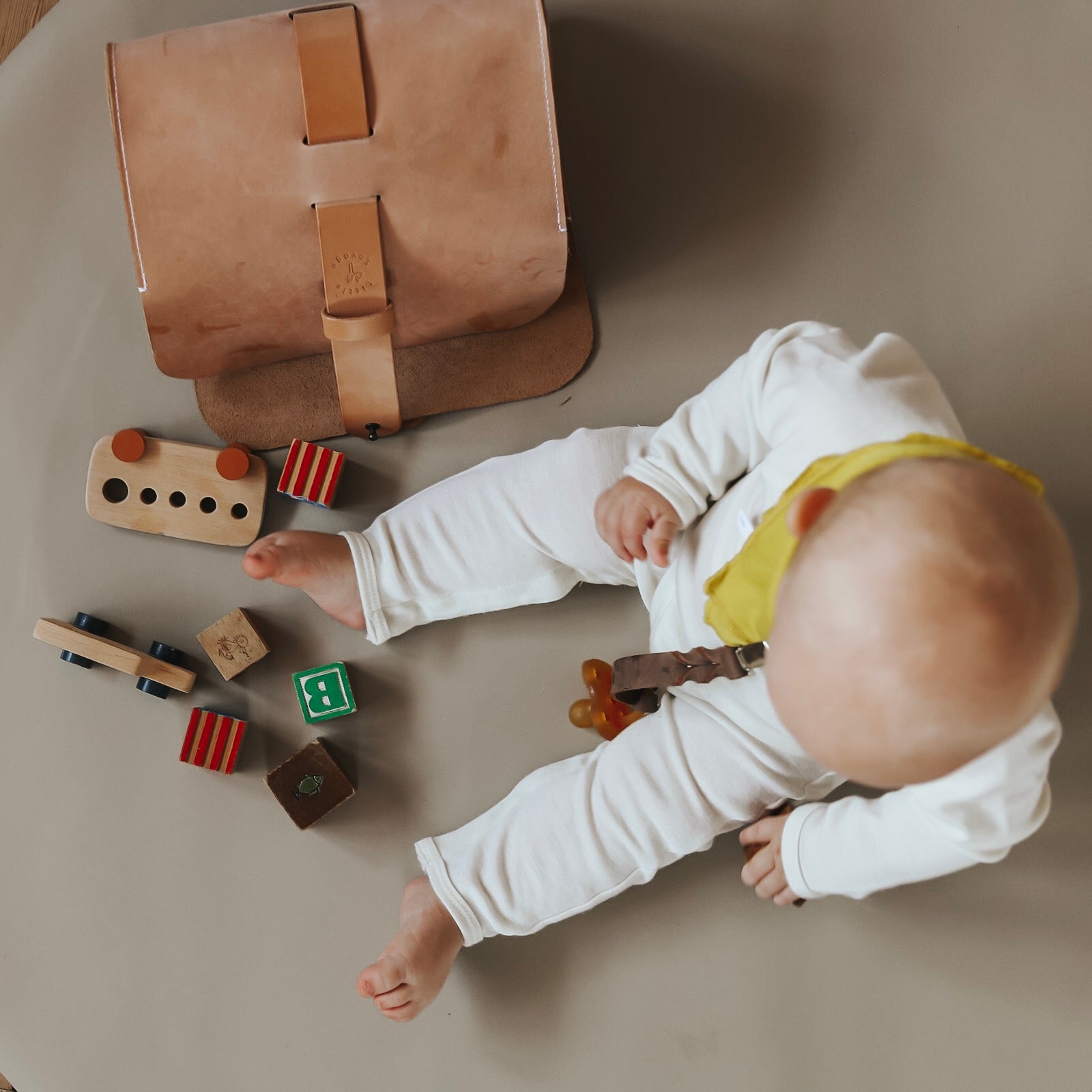 Læder pusletaske - Lys Cognac